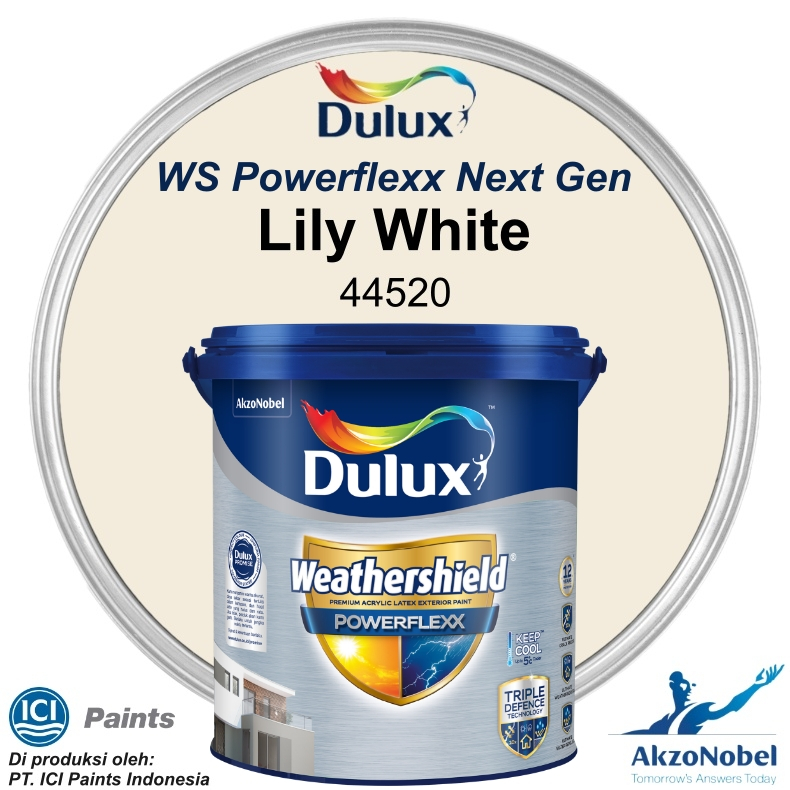 CAT DULUX WEATHERSHIELD POWERFLEXX 2.5 LT - LILY WHITE 44520 (Warna Tinting)
