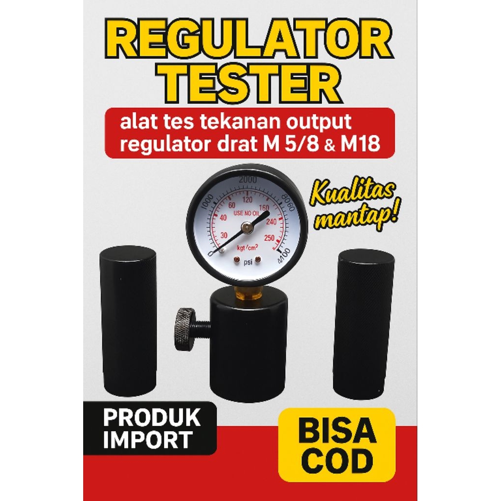 Regulator Tester Alat Tes Tekanan Output Regulator PCP Drat M5/8 & M18 Produk Import