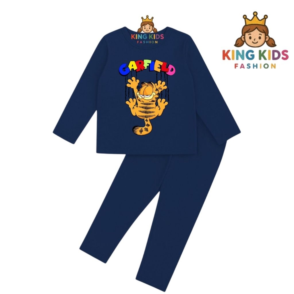 Baju tidur garfield setelan piyama baju tidur anak laki dan perempuan unisex KUCING / GARFIELD