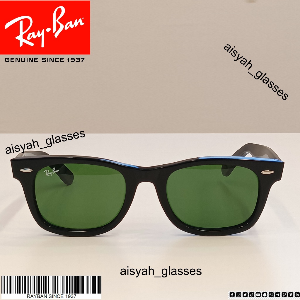 Kacamata Wayfarer Square Hitam Mengkilap 2151 52mm