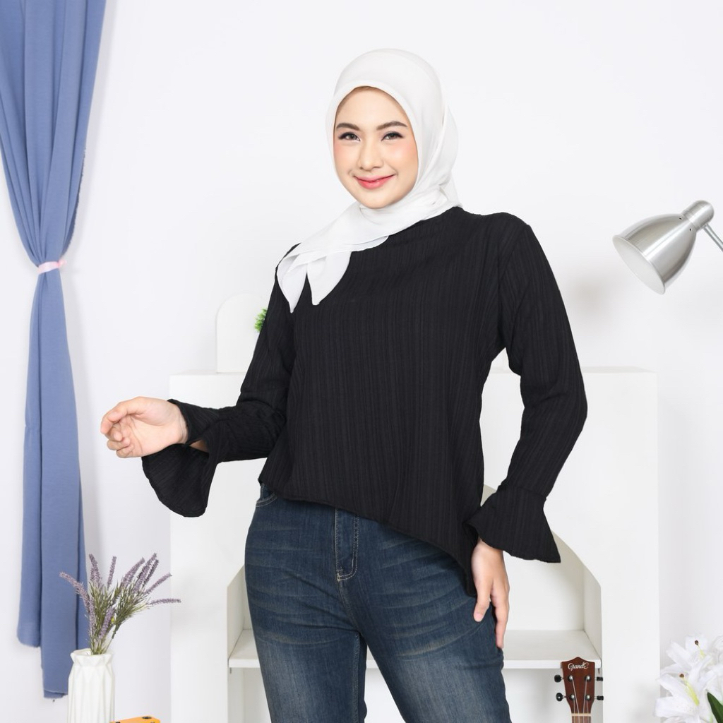 BLOUSE ASIMETRIS | BLOUSE WANITA ASIMETRIS | BLOUSE SLIM FIT ASIMETRIS | Dengan Detail Tali Dibelaka