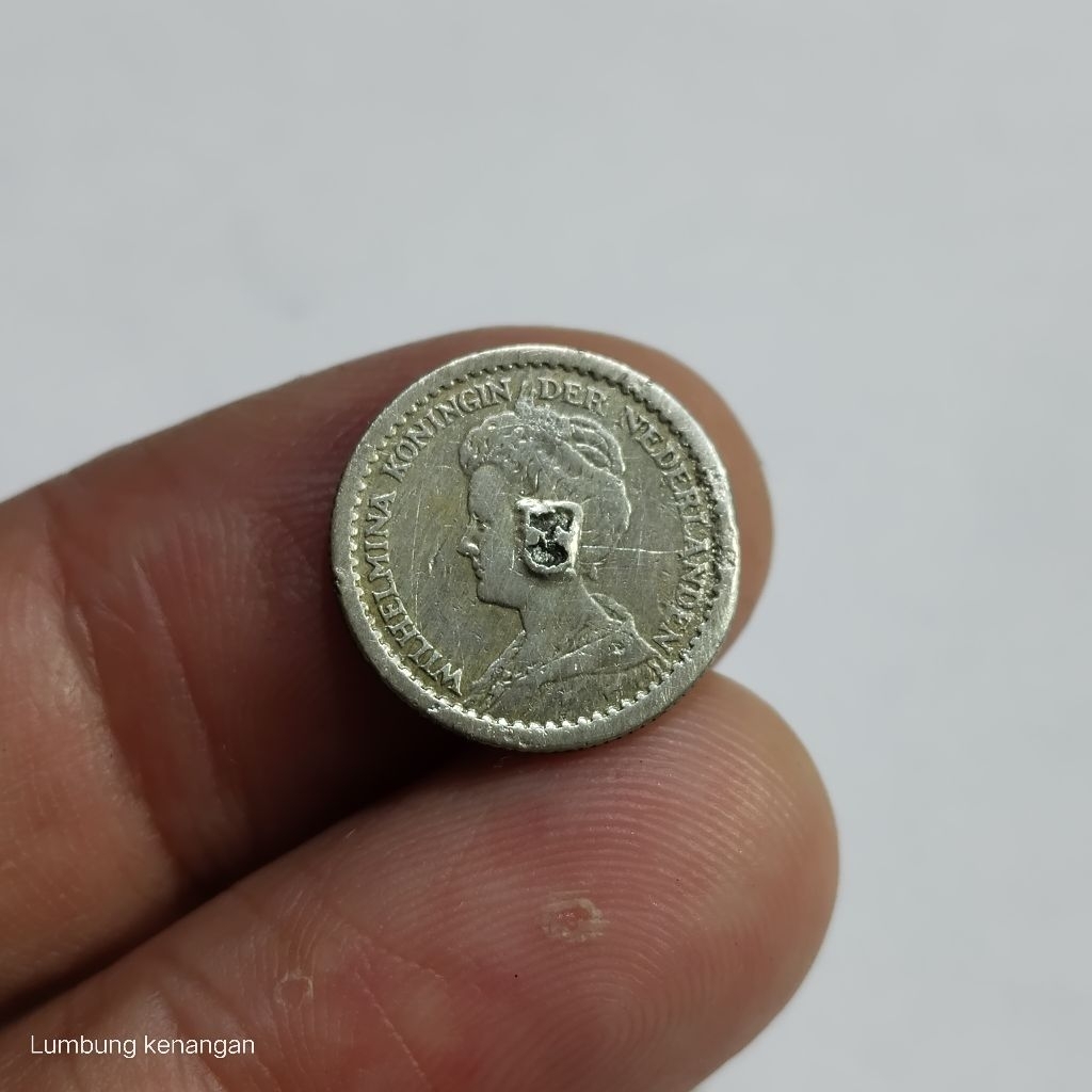 koin silver Wilhelmina 10 Sen koin perak