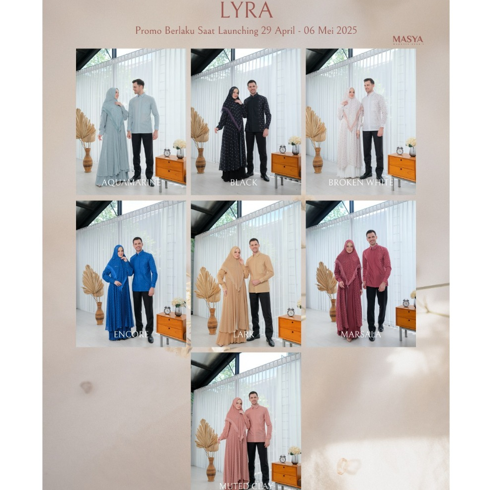 Set Gamis Syari Ceruty Babydoll Polos Premium Sarimbit Couple Set Keluarga Terbaru Lyra Masya Syari 