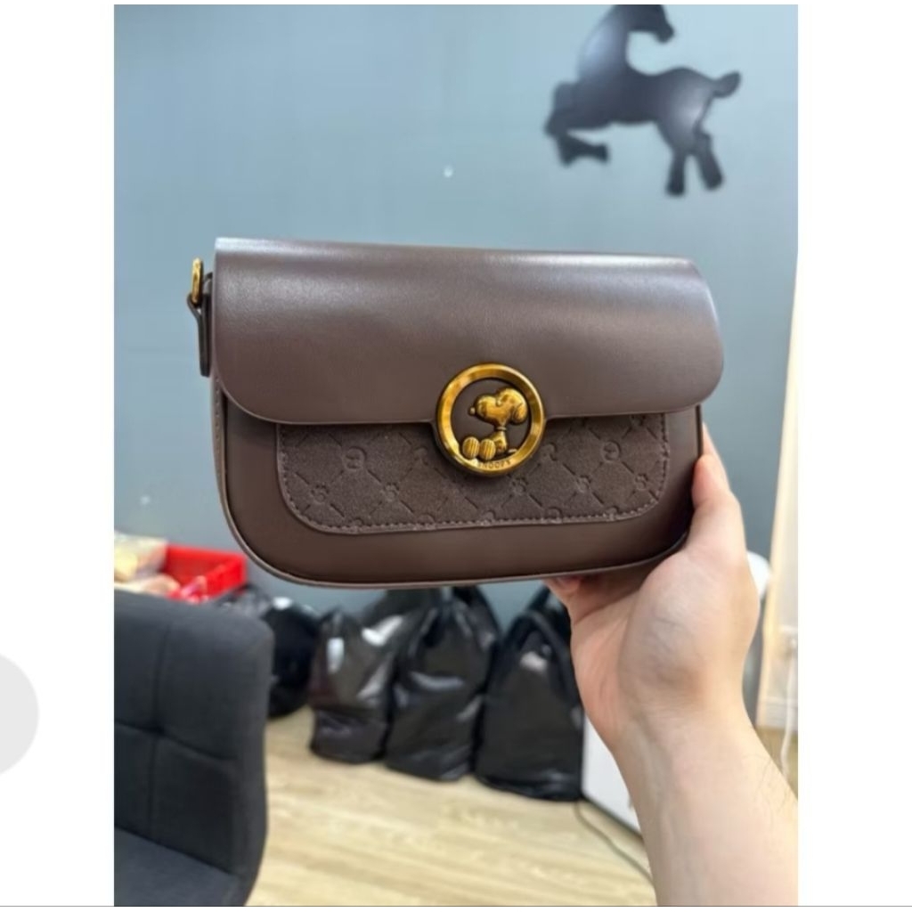 10.10 SALE HARGA CUMA-CUMA - TAS SNOOPY BROWN -  TAS EYE THEME MIROR TAS MATA - T*RY B*RCH TAS WANIT