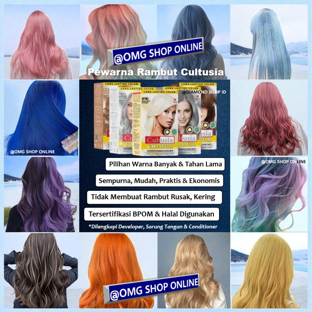 Permanent Hair Color !!! Cultusia Cat Pewarna Rambut Permanen Halal & BPOM 30 ml Conditioner / Hair 