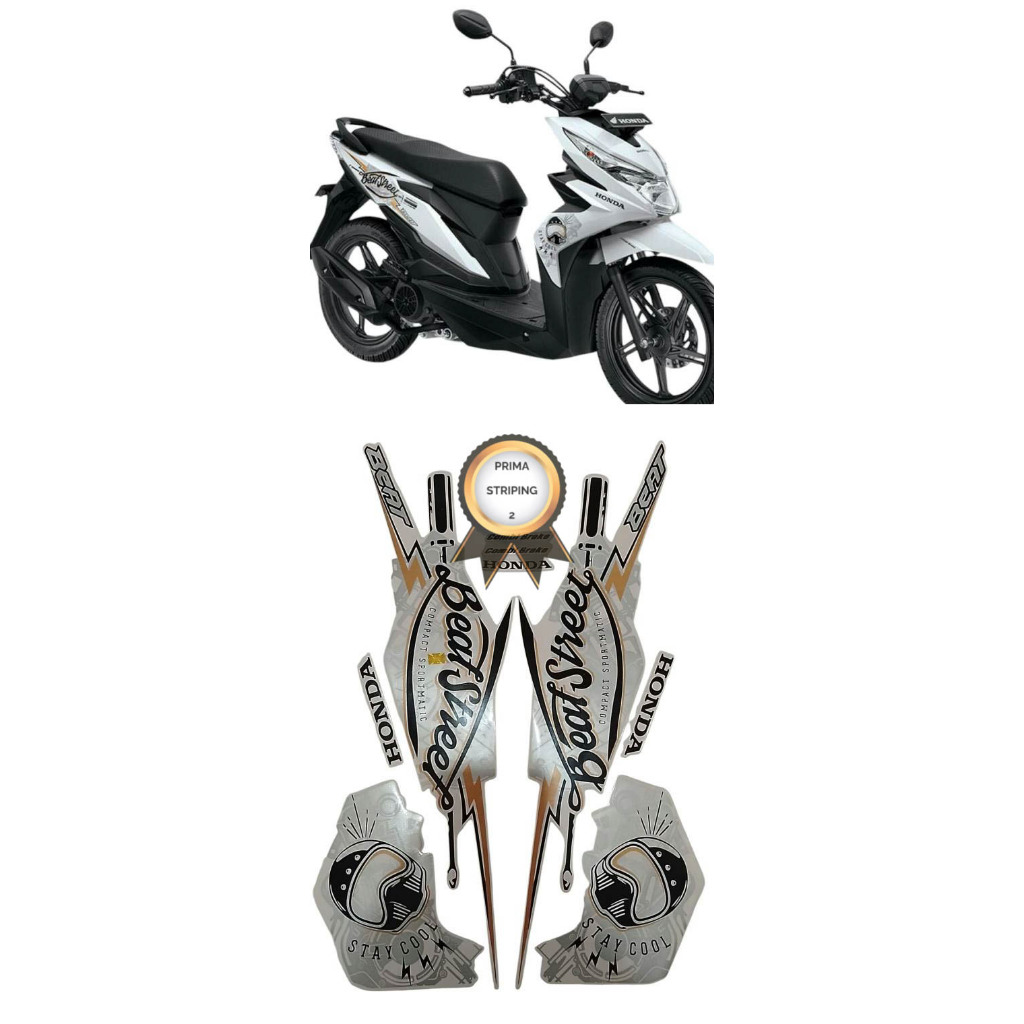 STRIPING STIKER MOTOR BEAT STREET FI ECO 2018 PUTIH