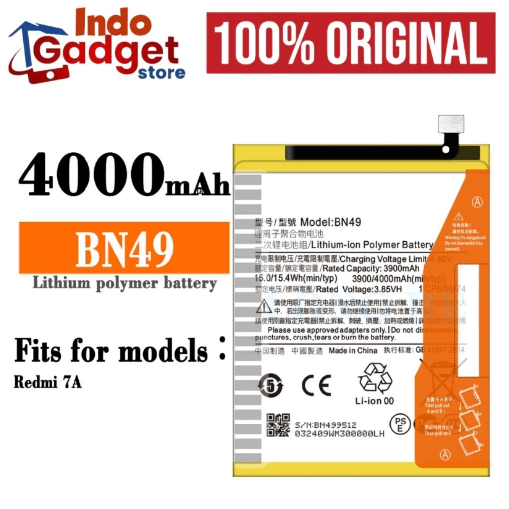 Baterai Batre Battery Redmi 7A BN 49 Original Battery Batrai Redmi 7 A BN49
