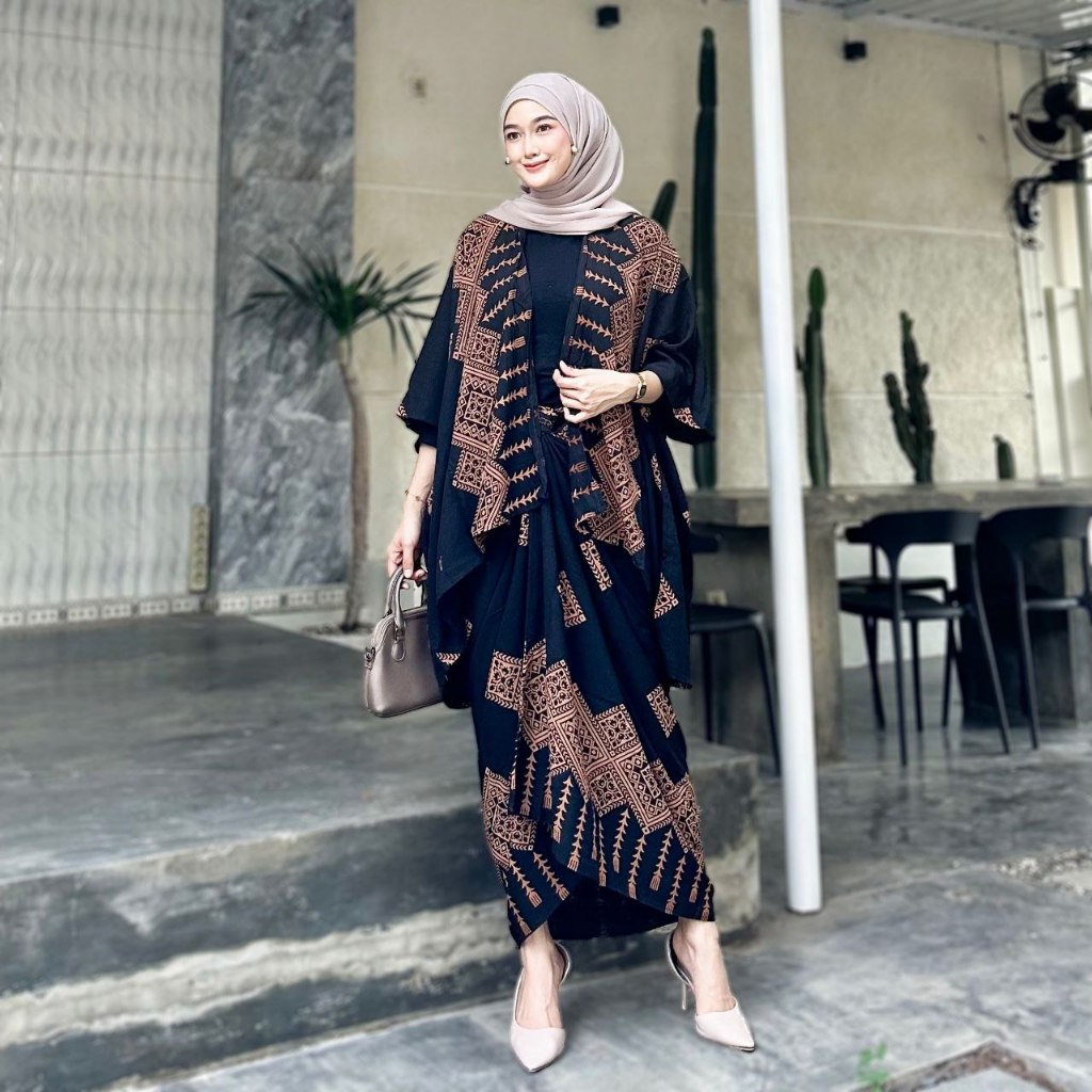 SETPRADA KAFTAN ROK LILIT KARDIGAN SET KEBAYA MODERN OUTFIT KONDANGAN SIMPLE ONE SET BATIK OUTER