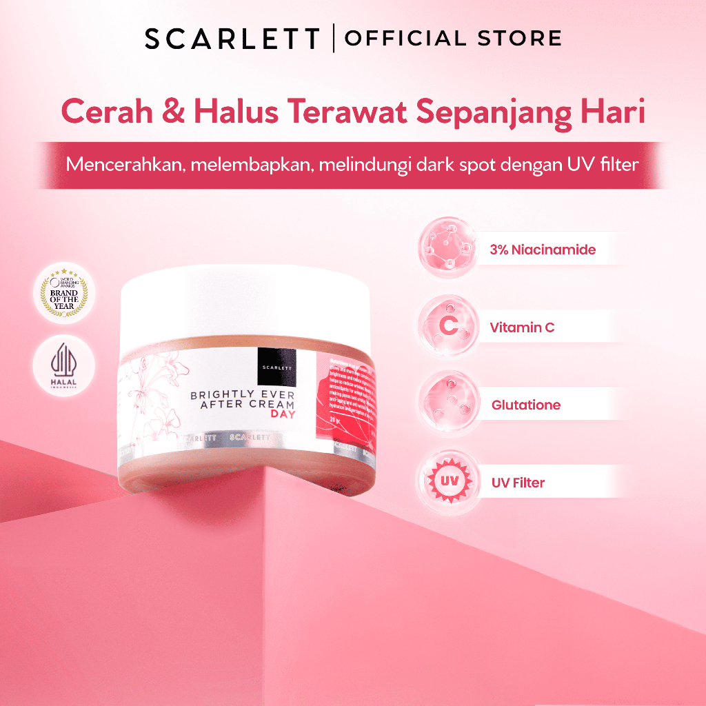 Scarlett Whitening Brightly Ever After Day Cream - Moisturizer Krim Pelembab Wajah untuk Mencerahkan