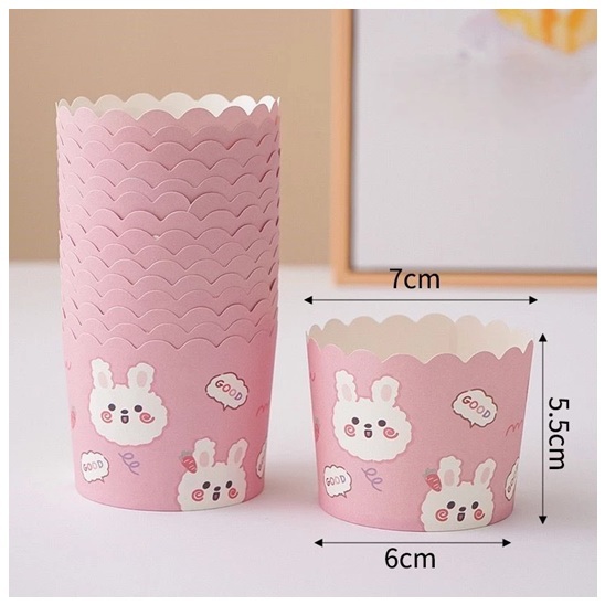 YTB Paper Cupcakes Muffin BUNNY PINK Motif Warna Warni / Muffin Cup / Kertas Roti / Paper Cupcakes P