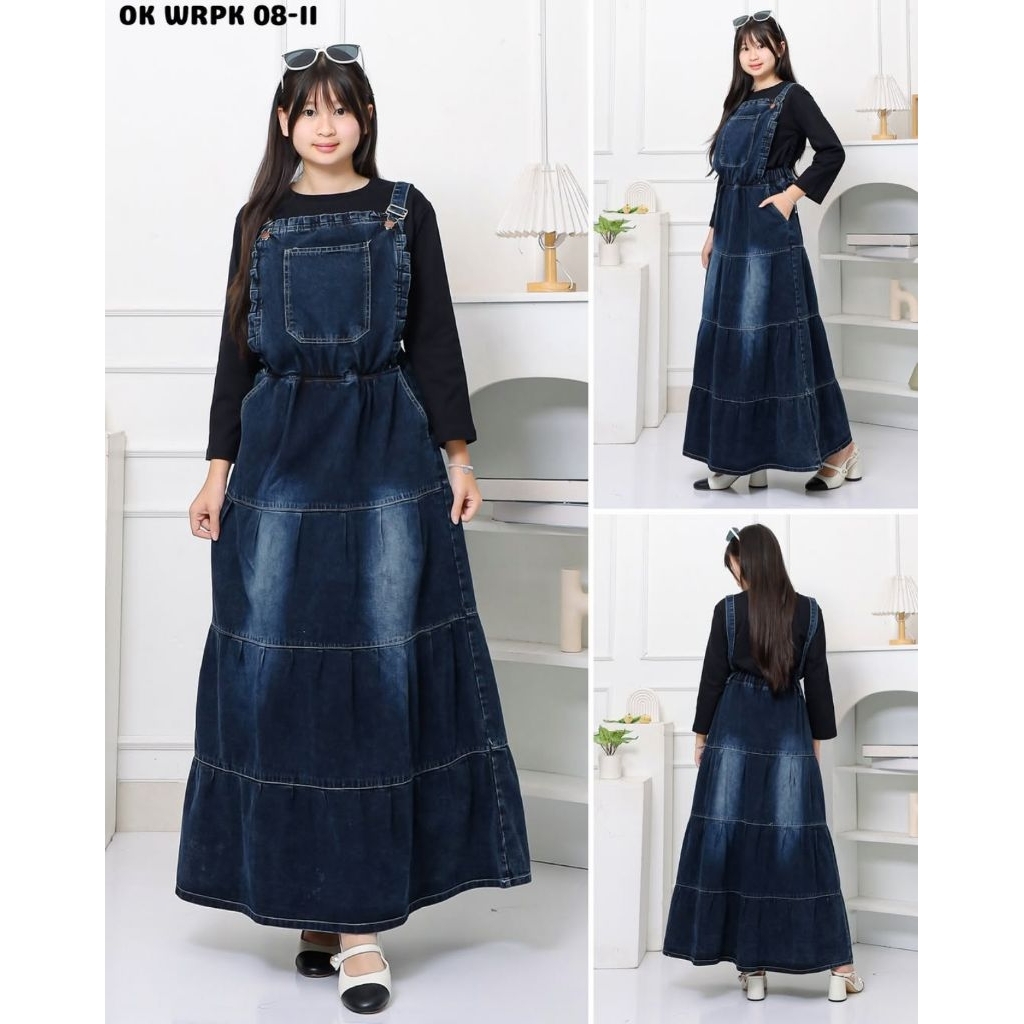 Rok jeans wearpack / Rok kodok anak perempuan 6-16 tahun
