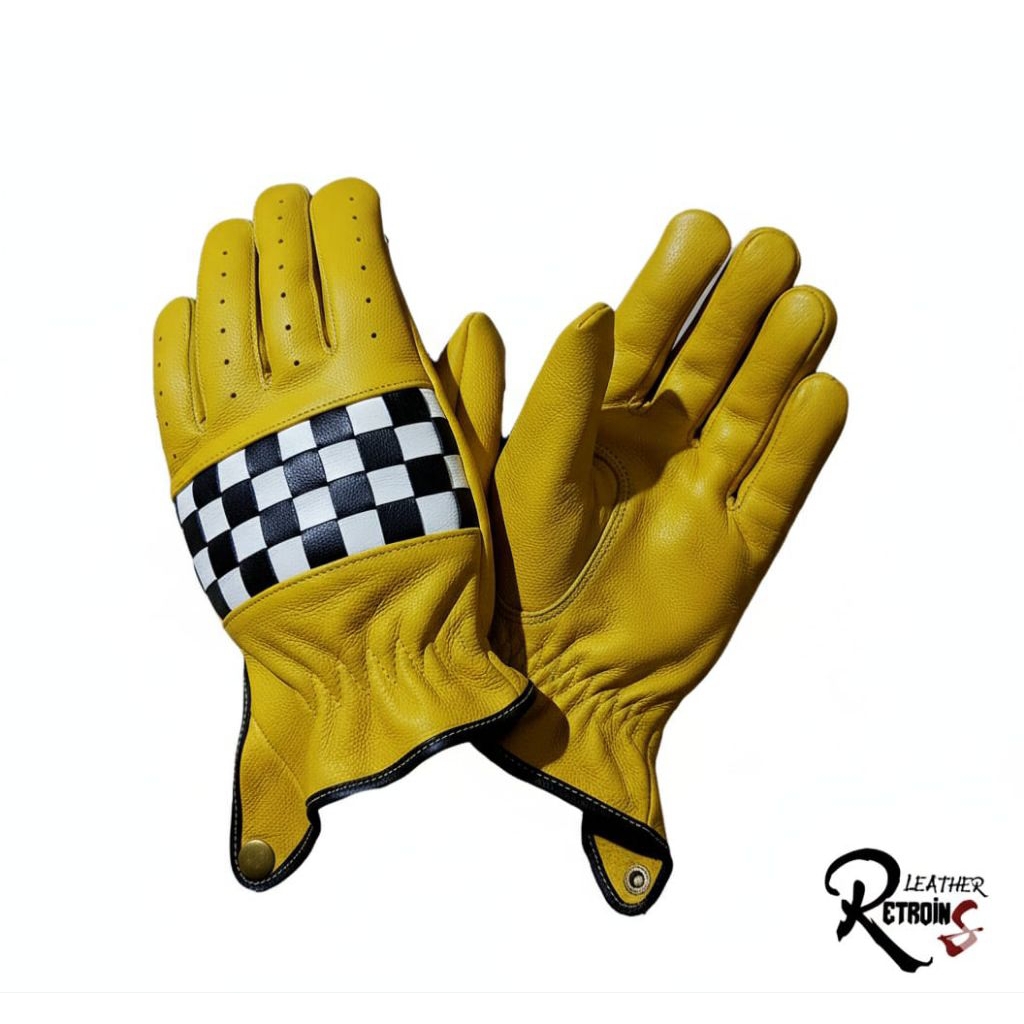 SARUNG TANGAN KULIT ASLI /SARUNG TANGAN MOTOR WARNA KUNING ,MODEL CLASSIC