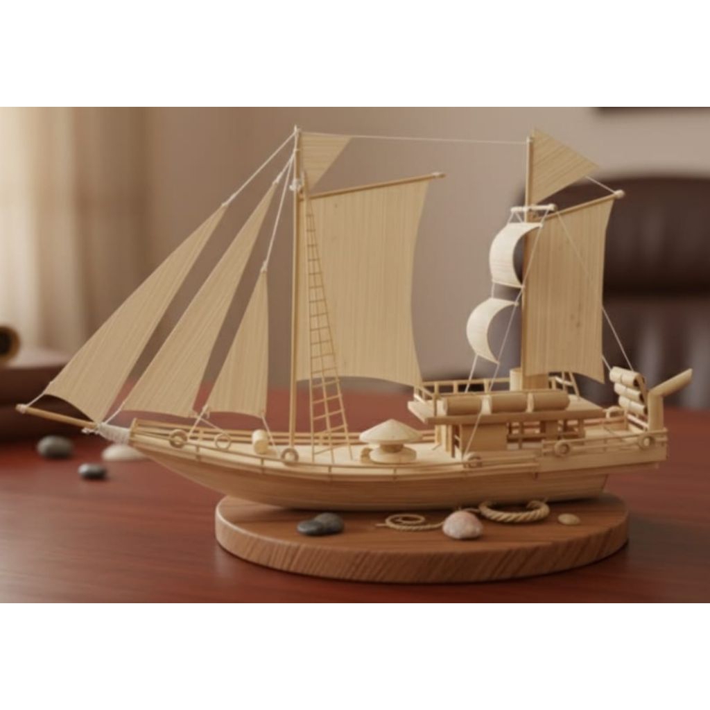 miniatur kapal pinisi dari bambu
