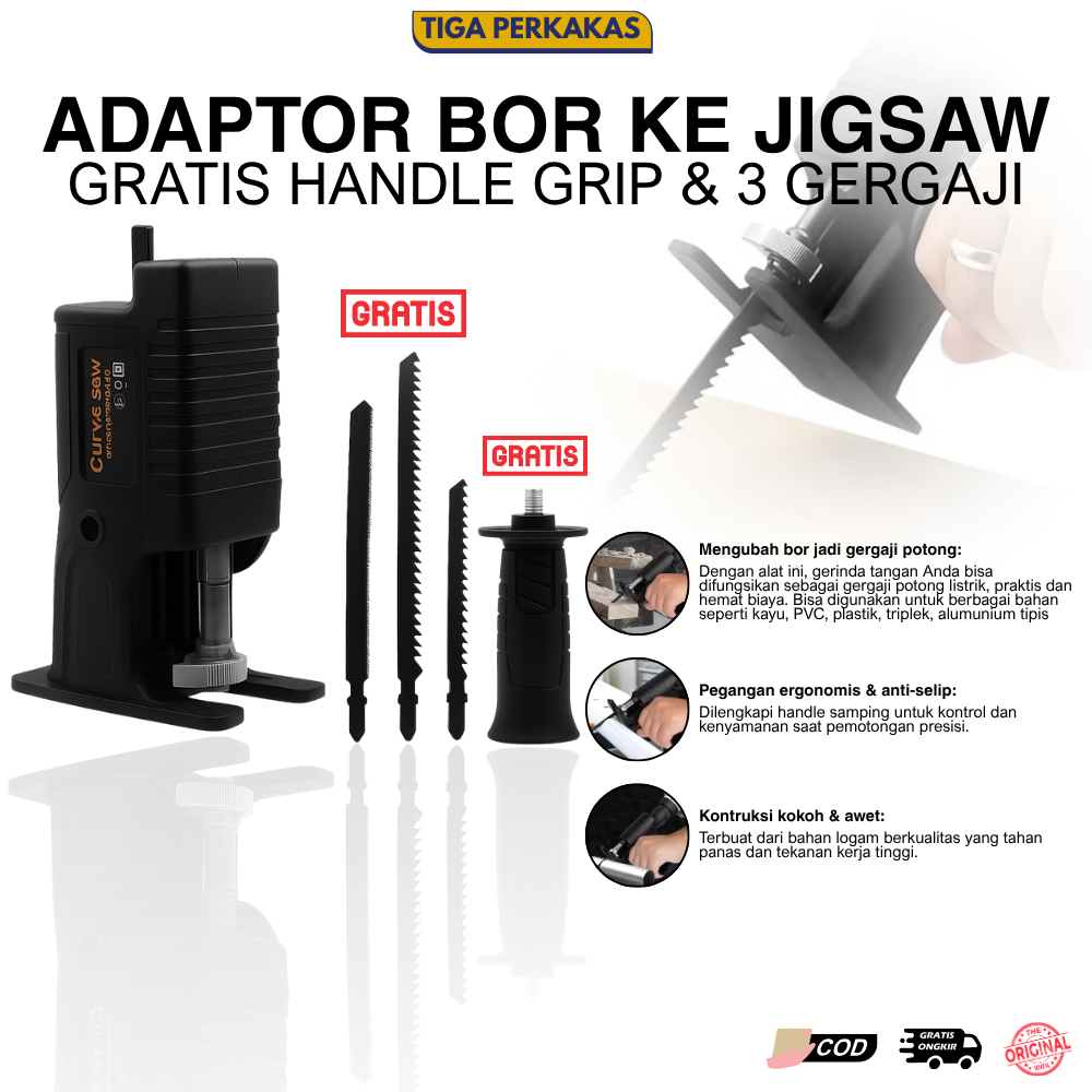 Konverter Adaptor Mesin Bor Jadi Mesin Gergaji Jigsaw Adaptor Penyambung Mesin Gergaji Chainsaw