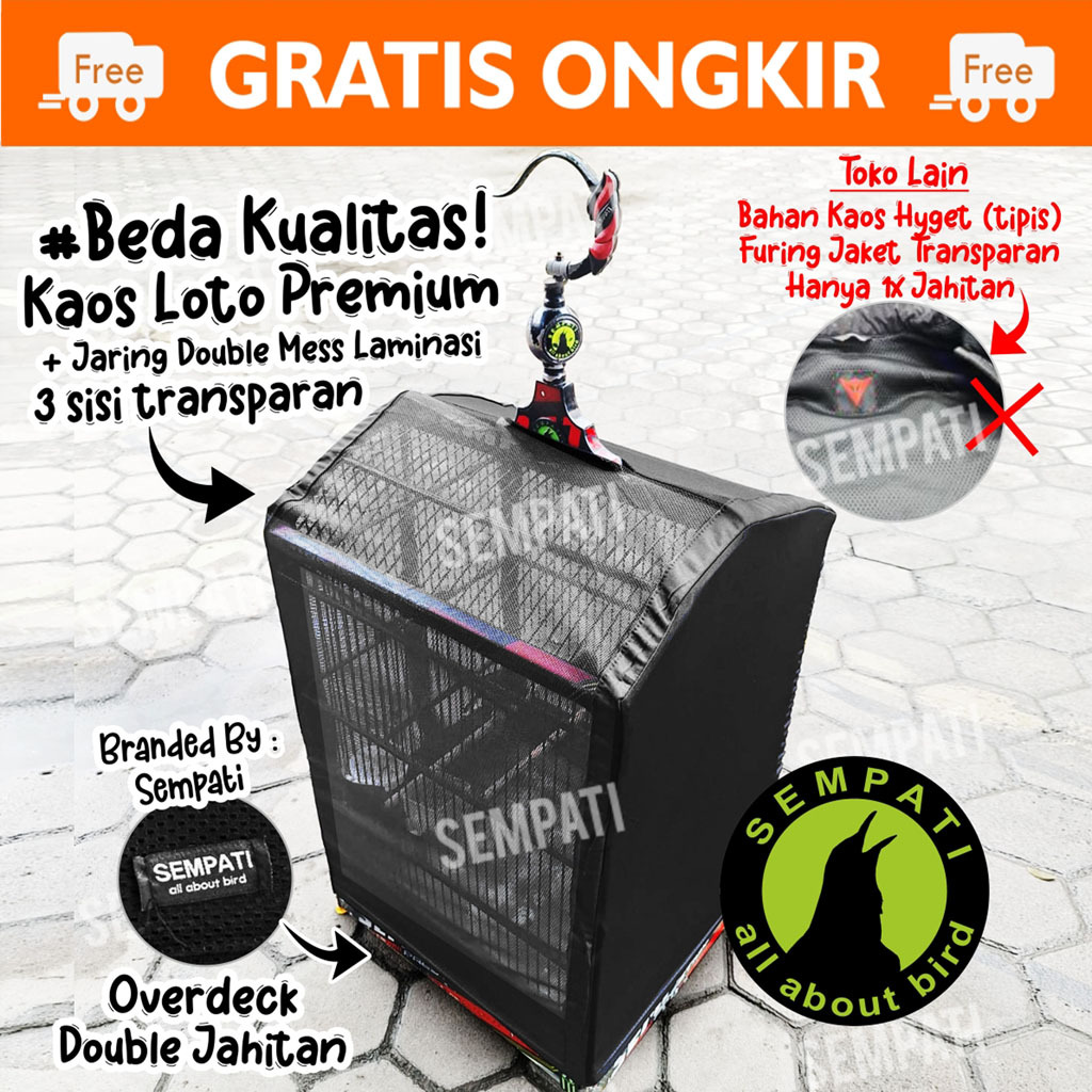 SEMPATI Krodong Sangkar Kotak No 2 Bahan Loto Plus Transparan 3 Sisi Tebal Kerodong Krodong Sangkar 