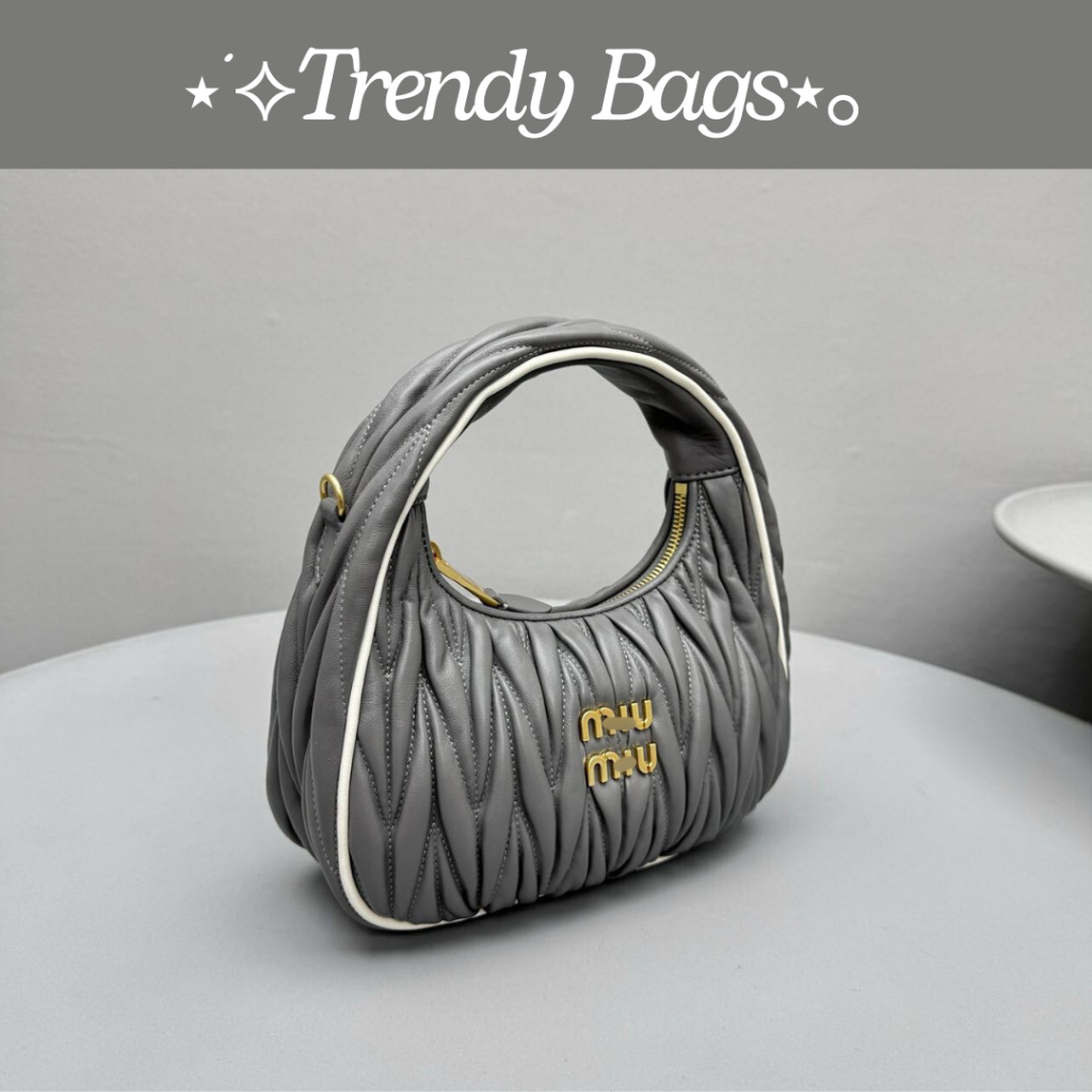 Pre Order tas wanita kecil model hobo warna abu putih kombinasi kulit lembut desain simpel elegan ka