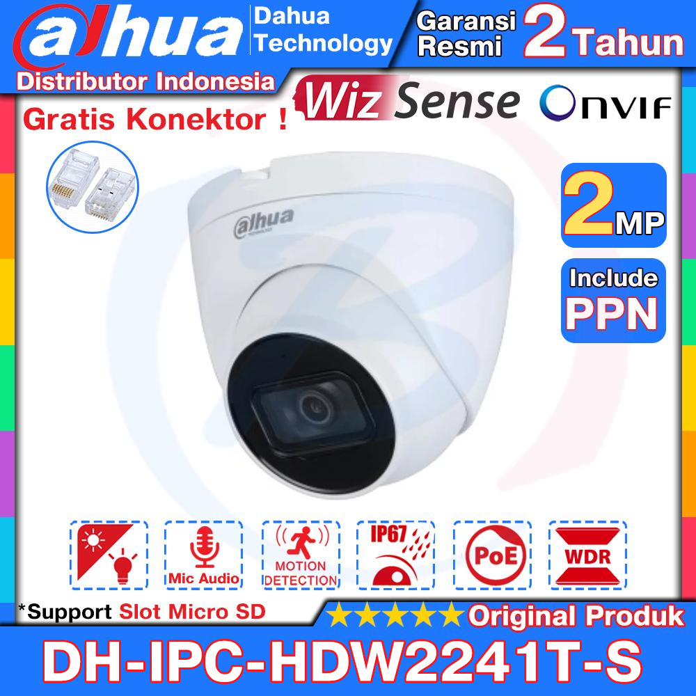 Dahua IPC-HDW2241T-S Ipcam Indoor 2MP Wizsense Mic Audio Support PoE Garansi Resmi 2 Tahun