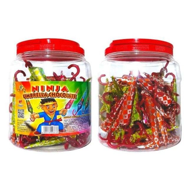 Pusan Ninja Umbrella -  Permen Coklat Bentuk Payung - jago cokelat payung jadul - permen payung - co