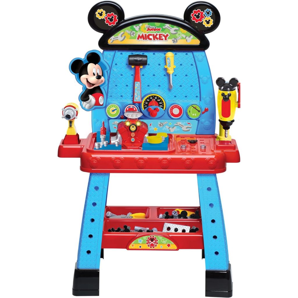 Disney Junior Mickey Mouse Funhouse Workbench, 43-piece Kids Construction Tool Set, Kids Toys for Ag