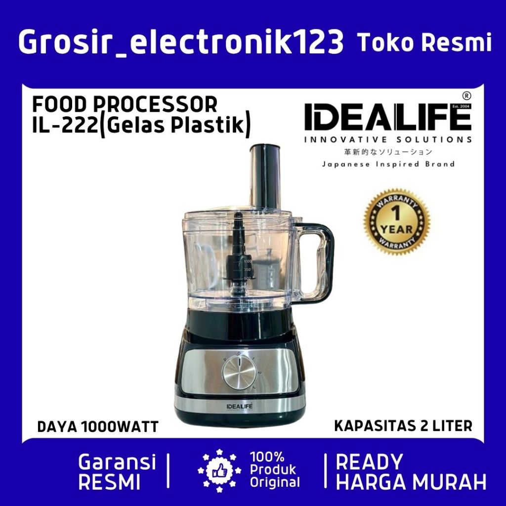 Idealife Jumbo Electric Food Processor Multifungsi Idealife IL-222 Kapasitas 2L