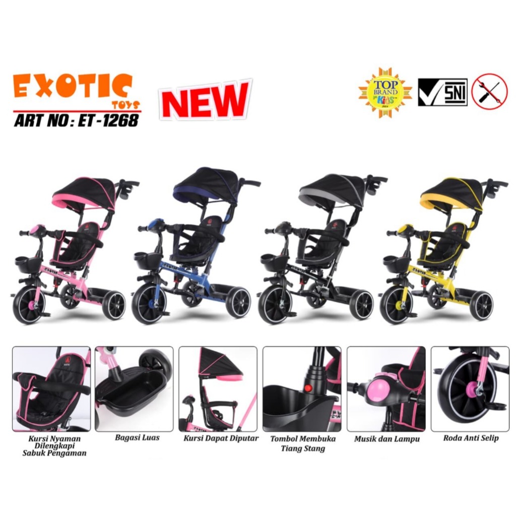 SEPEDA ANAK EXOTIC ET-1268 || SEPEDA ANAK RODA TIGA EXOTIC ET-1268 || SEPEDA ANAK