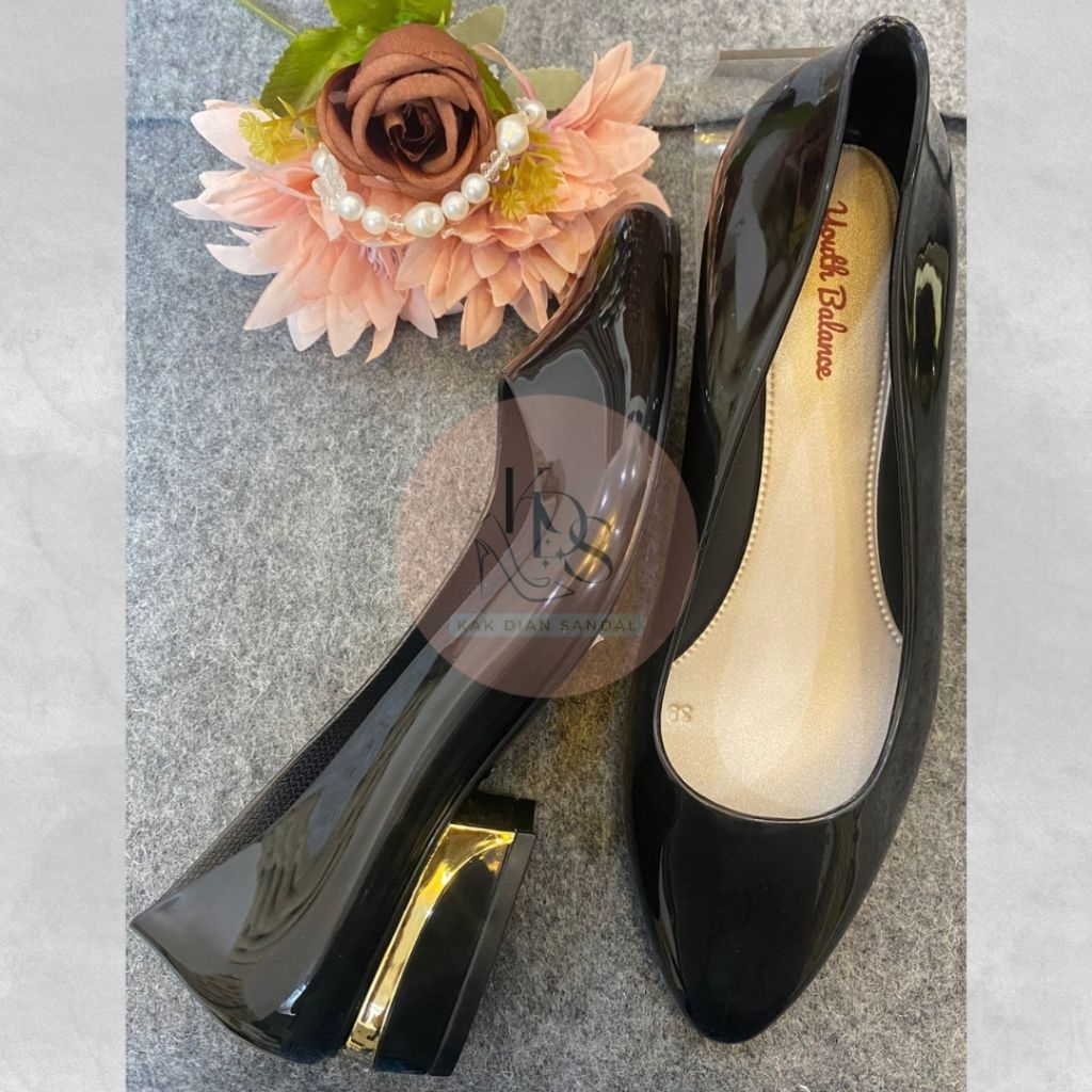 KDS | Sepatu Pantofel Jelly Wanita/ Sepatu Pansus Kerja Wanita Formal Glossy Matte