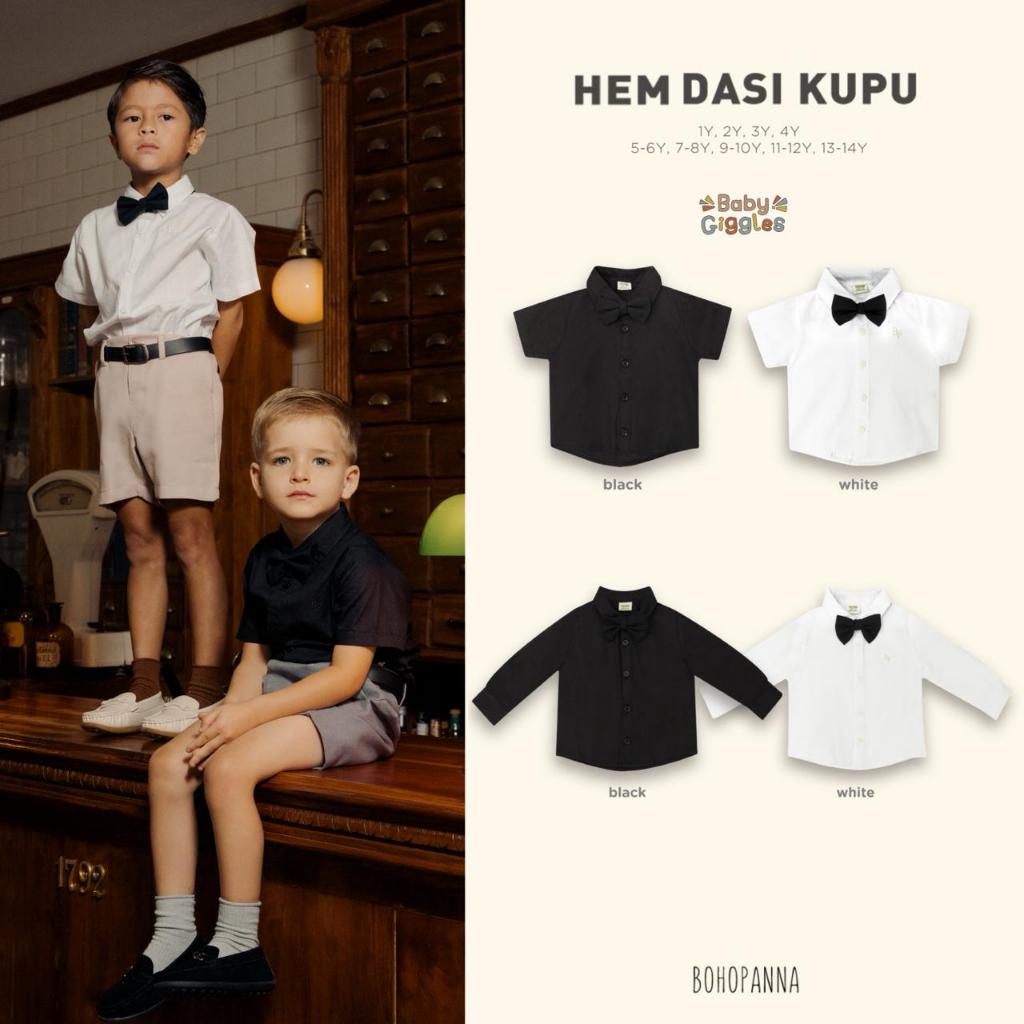 Bohopanna Hem Pendek Dan Panjang Dasi Kupu - Kemeja Anak Unisex - 1-10 Tahun