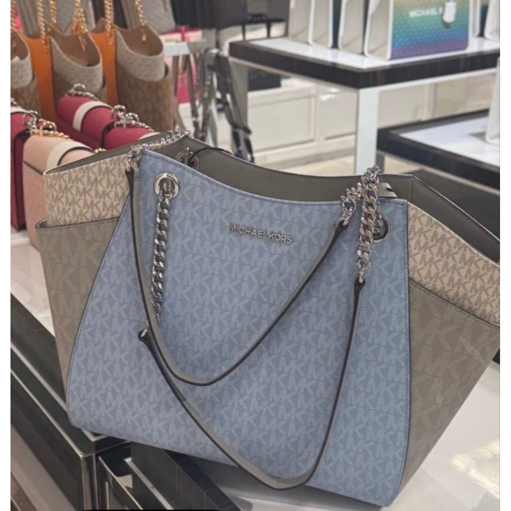 Mk jet set travel large chain tote bag colorblock n