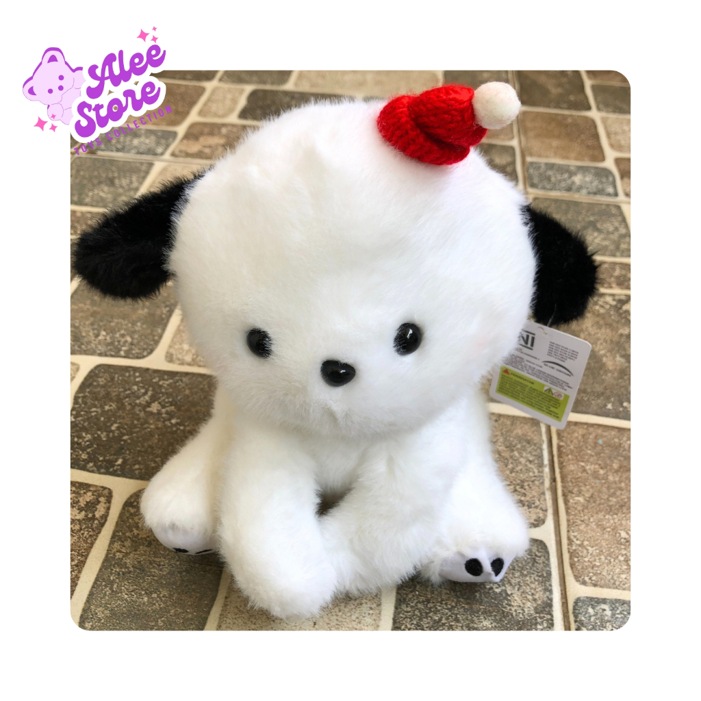 Boneka Anjing Lucu Pakai Topi Merah – Boneka Imut Lembut SNI