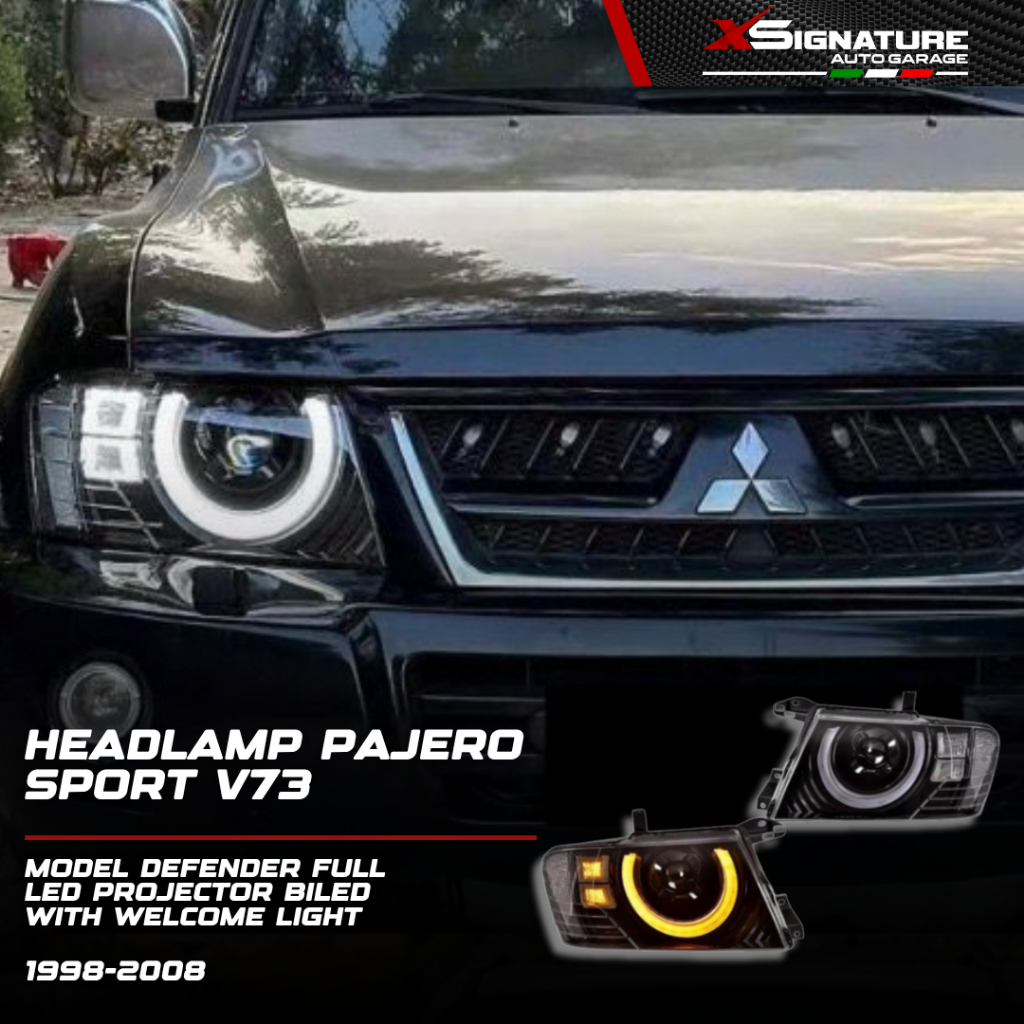 HEADLAMP PAJERO SPORT V73 (1998-2008) MODEL DEFENDER FULL LED PROJECTOR BILED WITH WELCOME LIGHT
