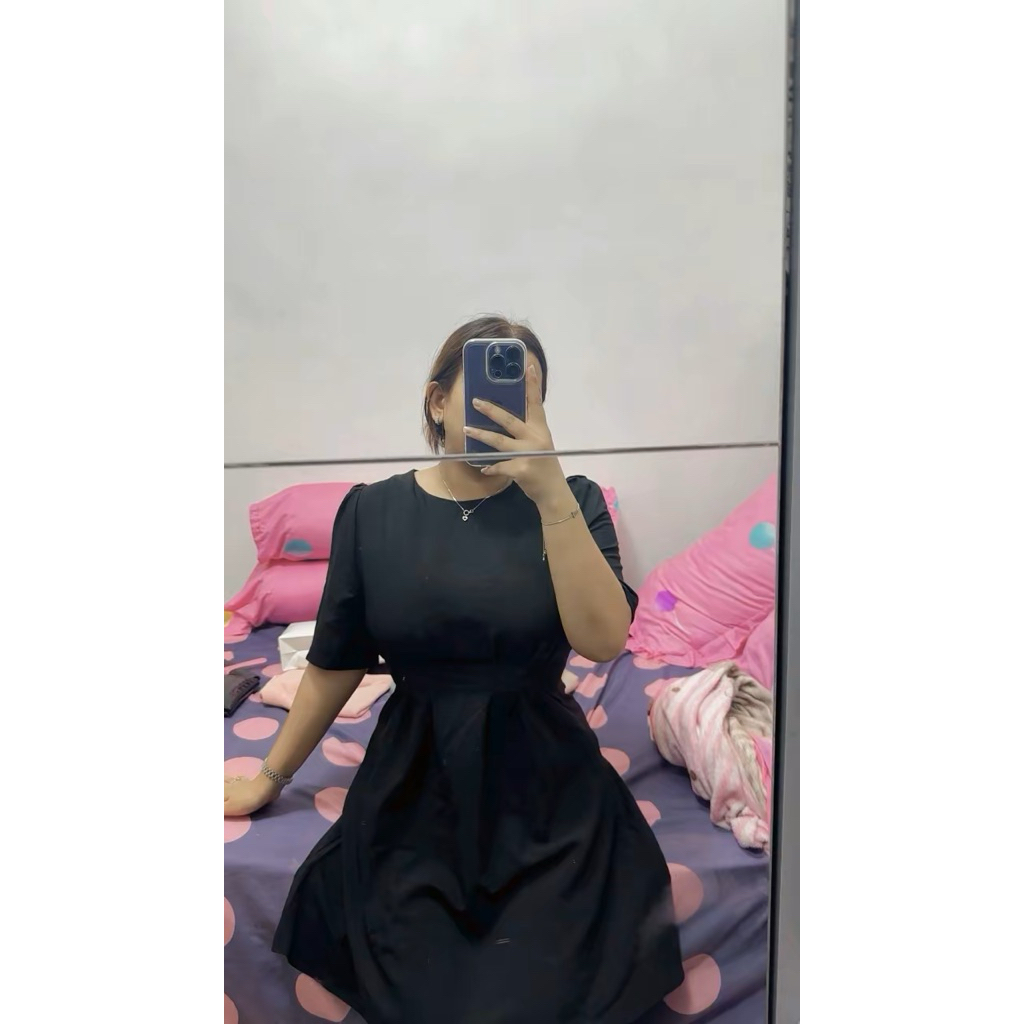dress hitam pendek korea