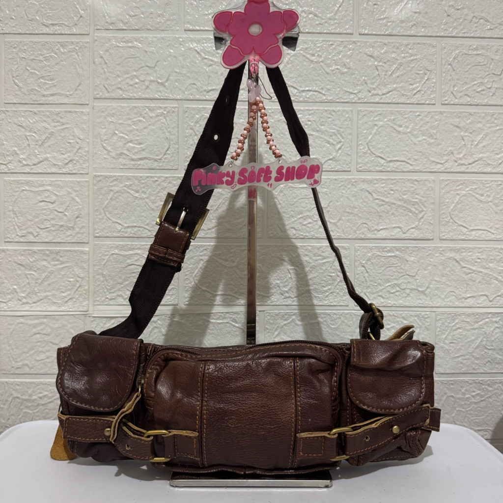 tas waistbag pria. tas pinggang rolendio cowok. tas wb kulit asli. tas coklat