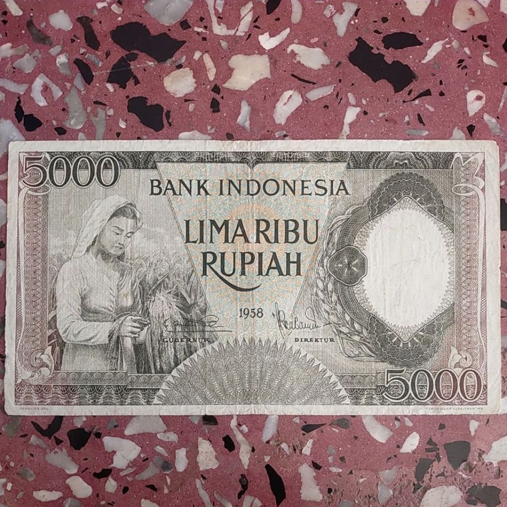 5000 rupiah seri pekerja tahun 1958