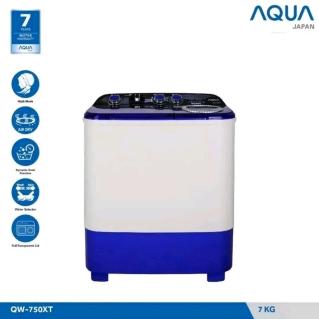 Mesin Cuci AQUA japan QW-750XT | 2 tabung 7 kg QW750XT QW750 XT hijab