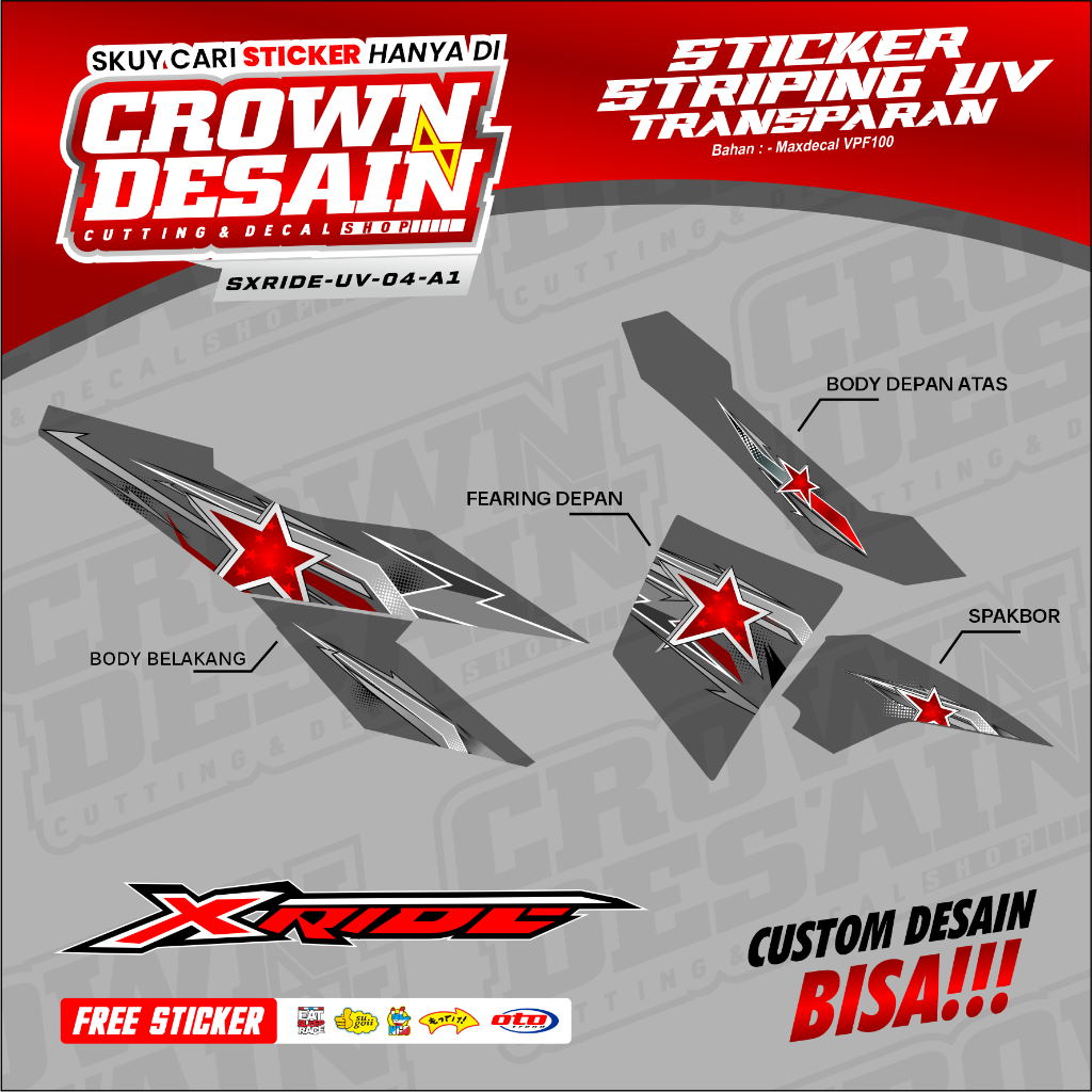 BARU Transparan Striping XRIDE 115 STICKER MOTIF Transparan-Striping Stiker X Ride 115 Terbaru-SXRID