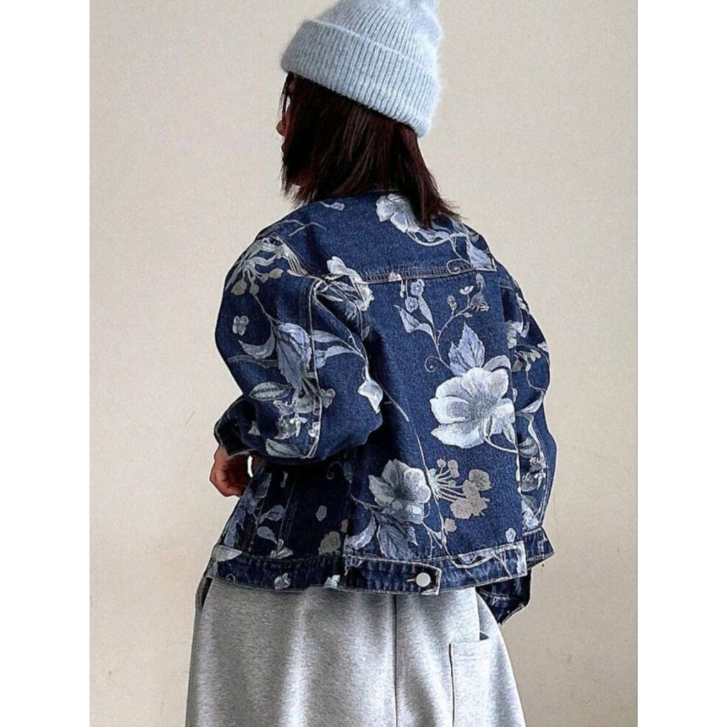 DAZY Ladies' Floral Printed Denim Jacket