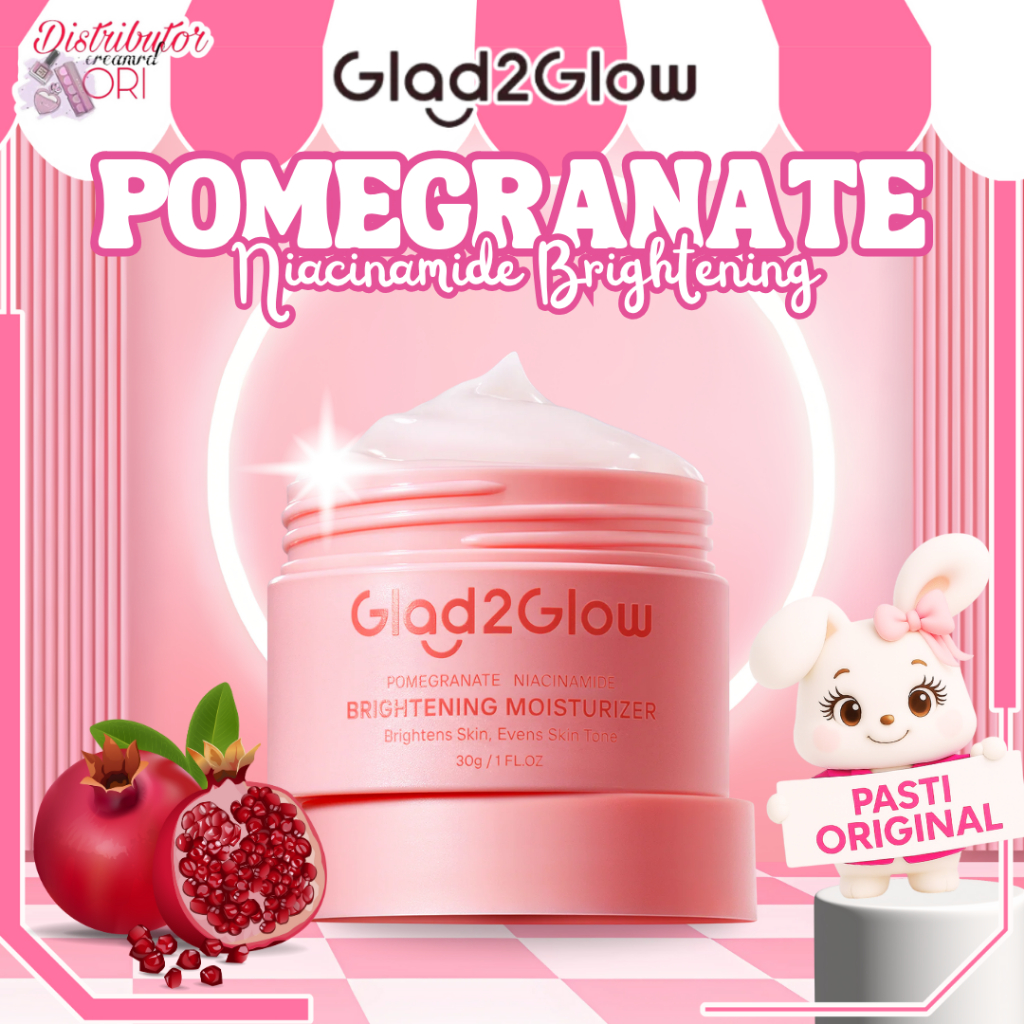 GLAD2GLOW Pomegranate 5% Niacinamide Brightening Moisturizer | 30g Whitening Glowing Moisture Gel Da