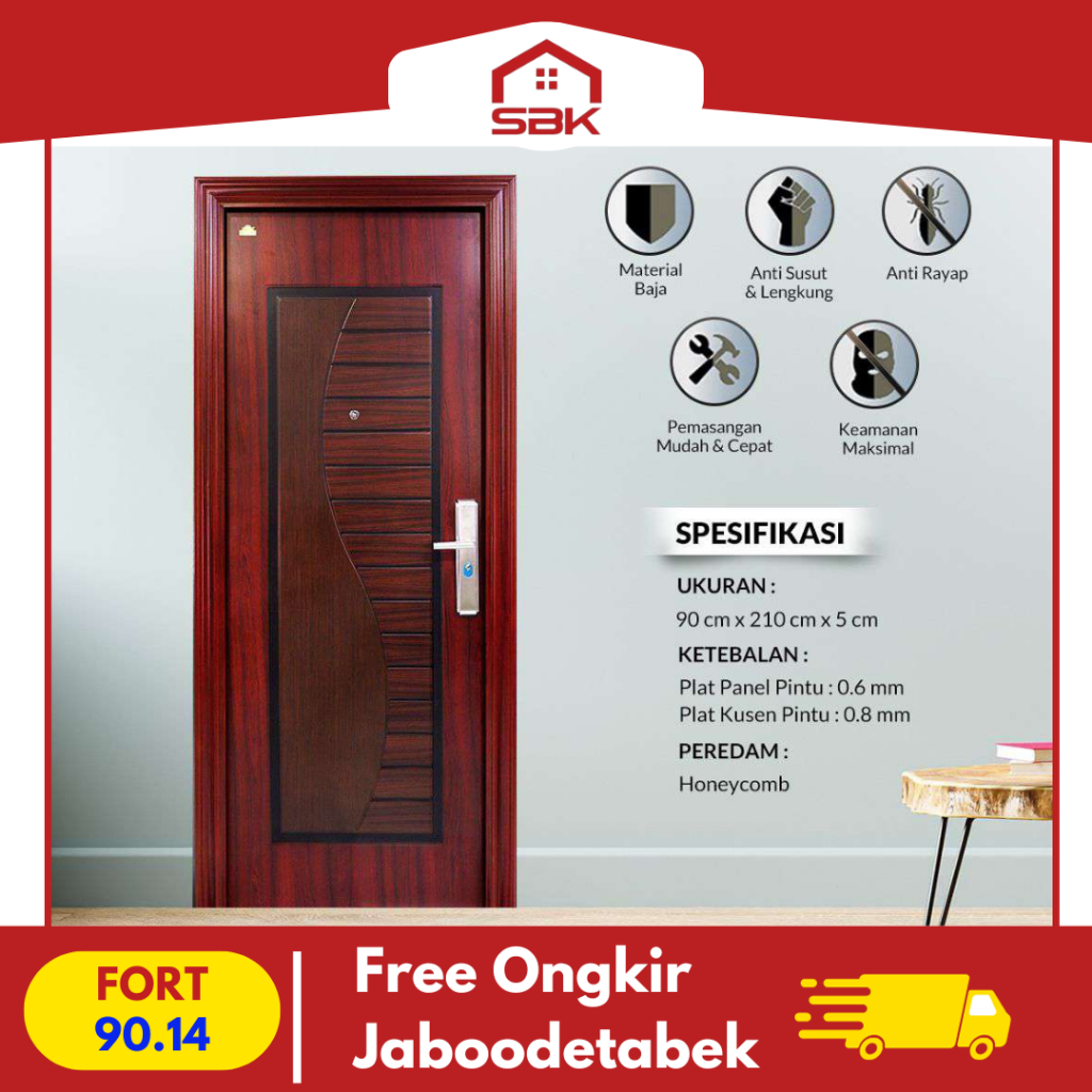 Pintu Baja | Pintu Kamar |  Pintu Utama Baja 90x210 Forr Series | Pintu Baja Fortress