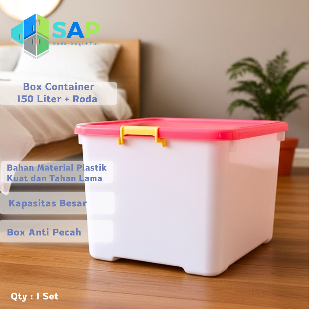 SAP BOX CONTAINER 150 LITER + RODA - Kontainer Box Plastik / Container Box
