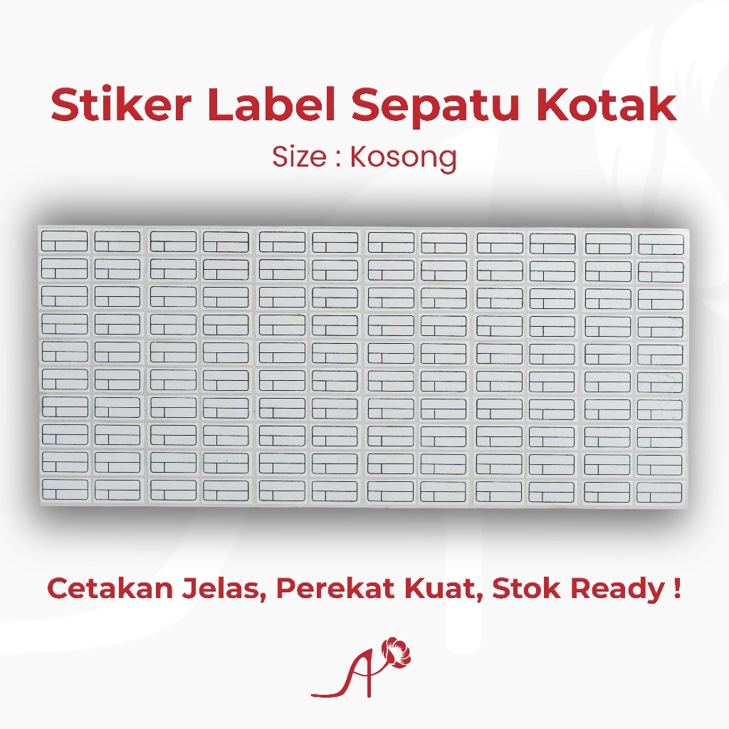 Tempelan Stiker Label Nomor Ukuran Kosong Sepatu Sandal Angka Kotak Perlembar