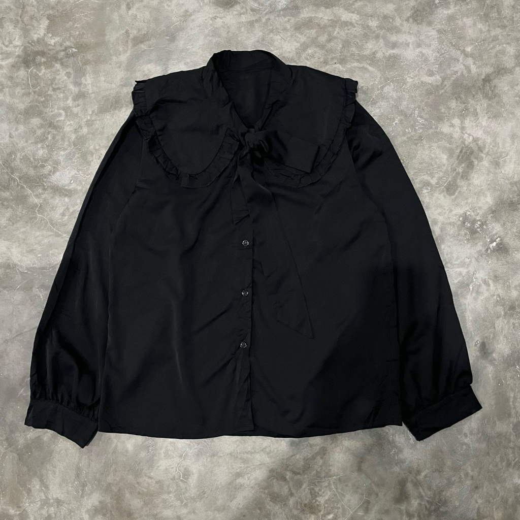 Dazy black sifon blouse big colar