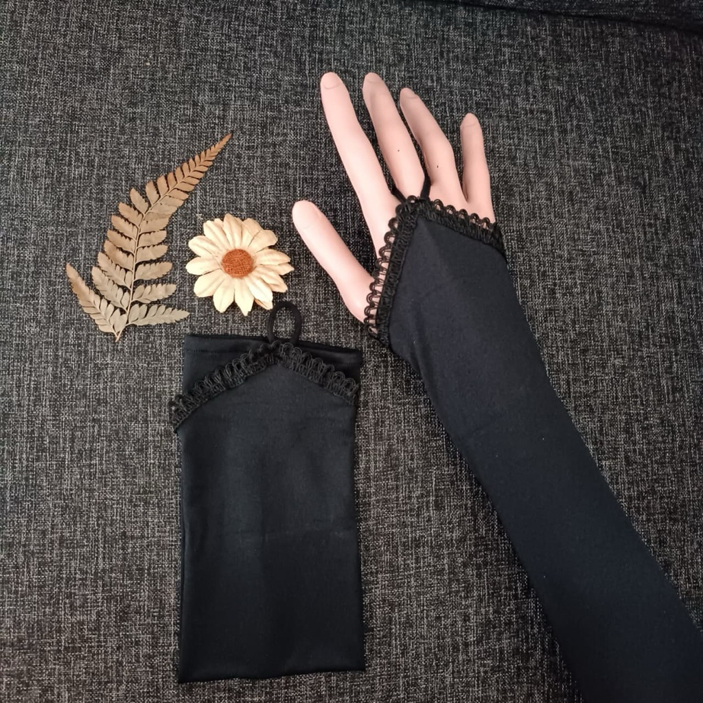 Handsock cincin renda/handsock umroh/hansock panjang 35cm/manset muslimah/