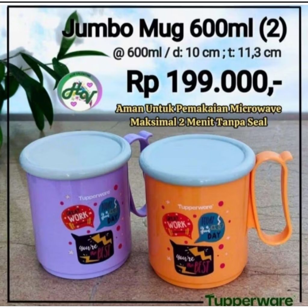 ORI-New Tupperware Jumbo Mug 600ml l