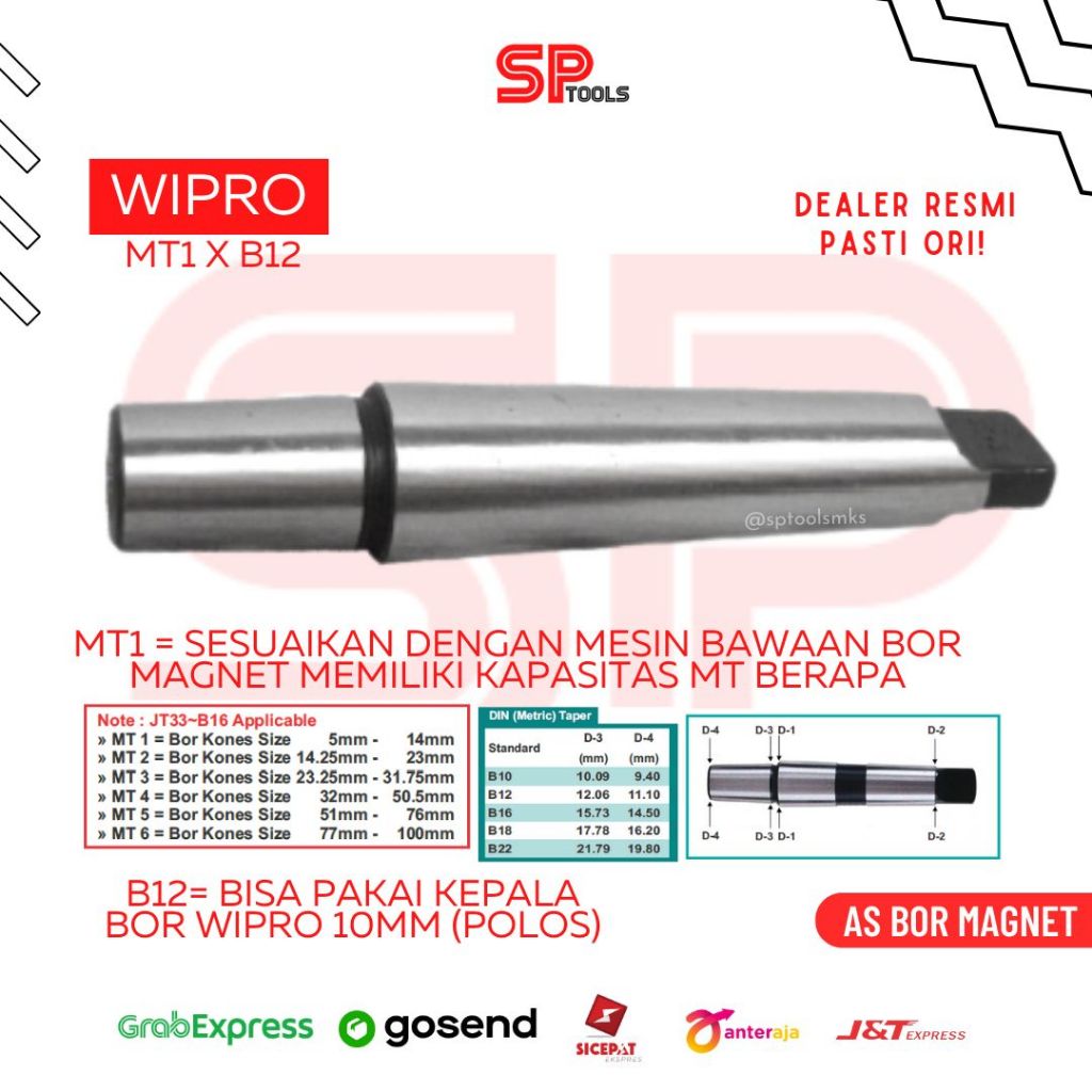 AS BOR MAGNET MT1 X B12 / ADAPTOR KEPALA BOR MAGNET KE KEPALA BOR 10MM WIPRO