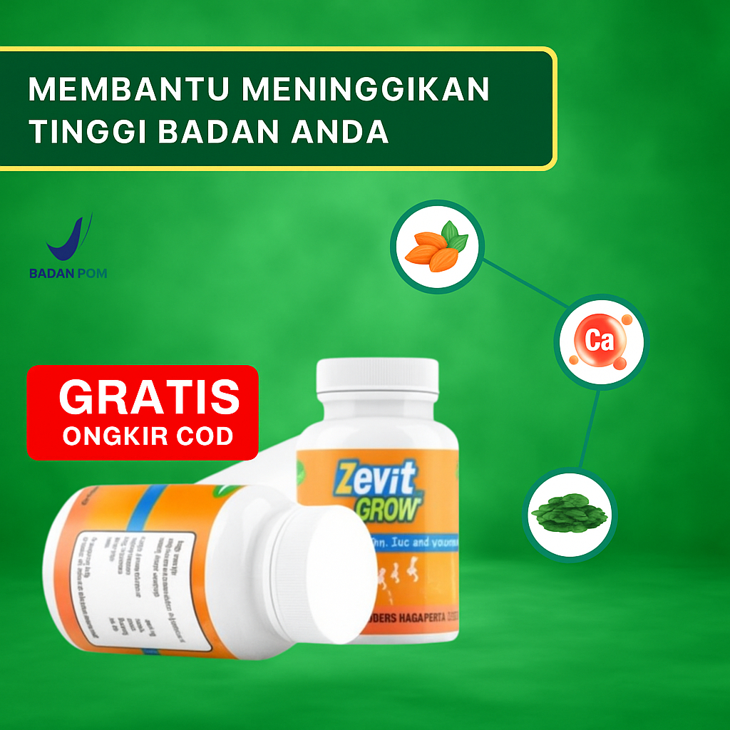 ZEVIT GROW - PENINGGI BADAN PALING AMPUH / SUPLEMEN PENINGGI BADAN / PENINGGI BADAN 100% ORIGINAL