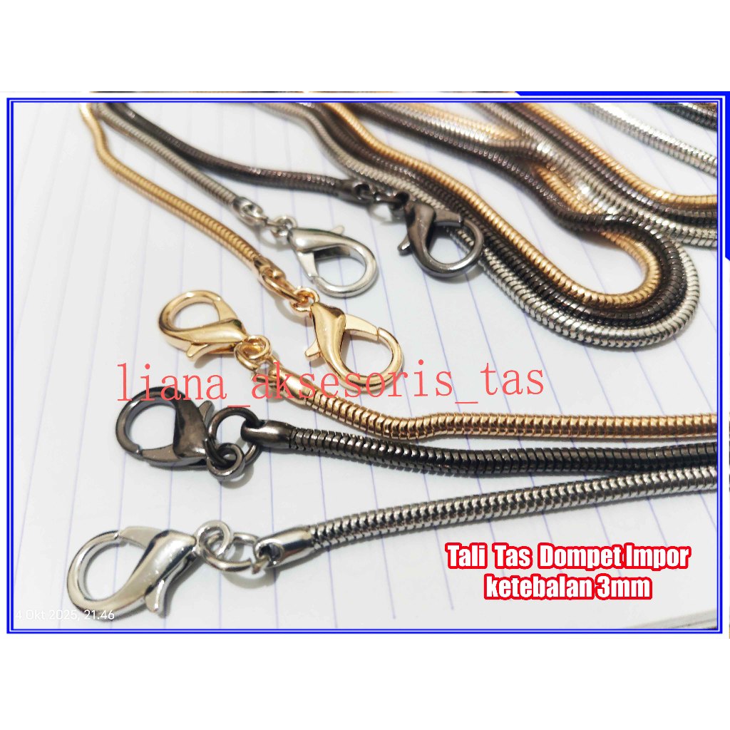 Rantai Tas Dompet - Strap Rantai Tali Tas Wanita Model Cacing - Rantai Tas Premium untuk tas dompet 