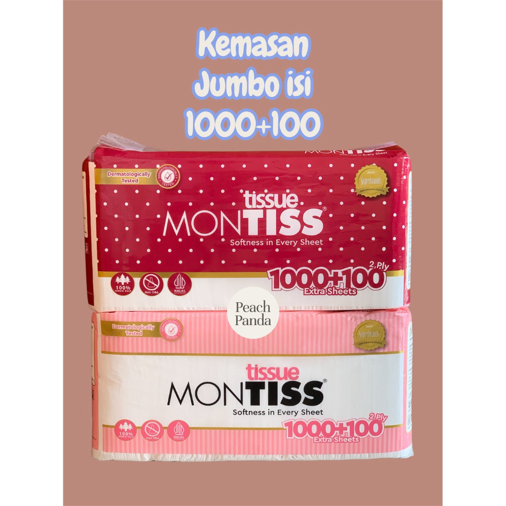 Tissue MONTISS 1000 + 100 Sheets / MONTISS Facial Tissue 1000 + 100 Sheets