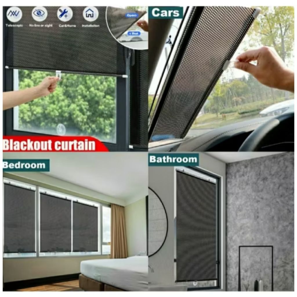 Hordeng Tirai Jendela Gulung Tempel Kaca Pelindung Panas Roll Gorden