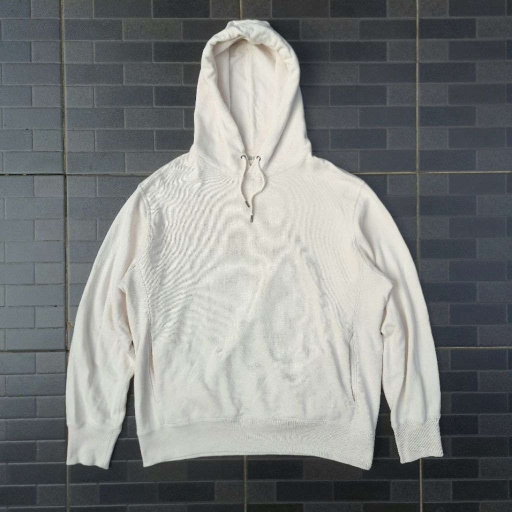UNIQLO Pullover Hoodie – Off White Cream (Oversized Side Pocket) | Uniqlo Hoodie Putih Cream Saku Sa