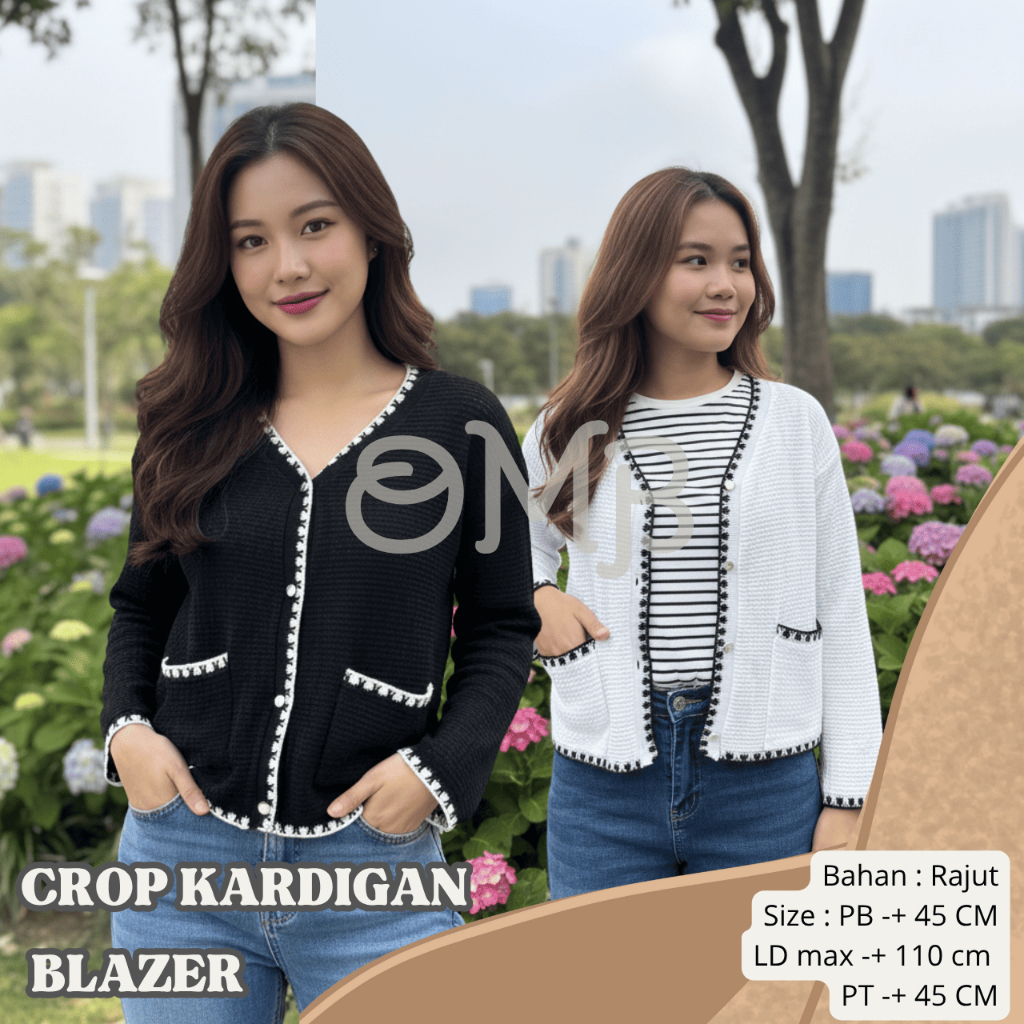 CROP KARDIGAN BLAZER || Outer Cardigan Wanita Korea Rajut Korea Style
